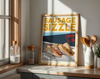 Sausage Sizzle Art Print: Australian Foodie Poster