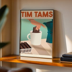 Tim Tam Art, Australisches Essen Kunst, Foodie Wandkunst, Aussie Poster, australische druckbare Kunst, lustiges Aussie Geschenk, australischer Digitaldruck
