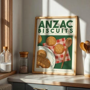 Anzac Keks Kunst, Aussie Poster, Foodie Wandkunst, Aussie Poster, Aussie druckbare Kunst, lustiges Aussie Geschenk, australischer Digitaldruck