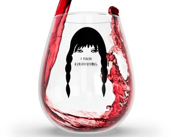 Wednesday Addams funny Stemless Wine Glass, 11.75oz