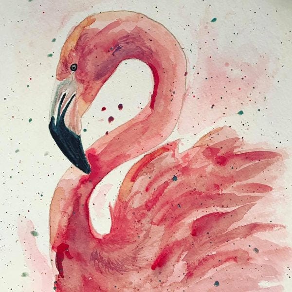 Flamingo original watercolor painting