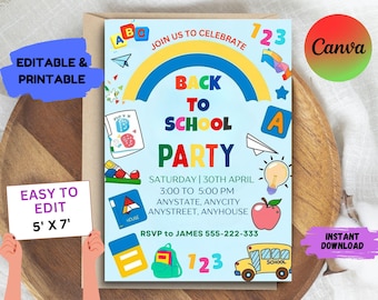 Back to School Party Invitation Template: Editable 5x7 (Instant Download)