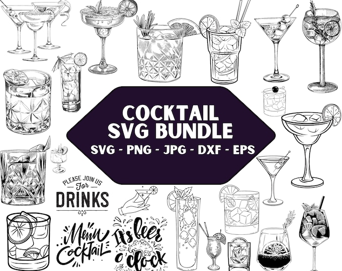 Cocktail SVG Bundle, Cocktail PNG Bundle, Cocktail Clipart, Cocktail ...