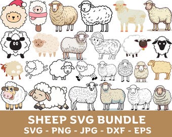 Sheep SVG Bundle: Farm Animal Vector Graphics (Digital Download)