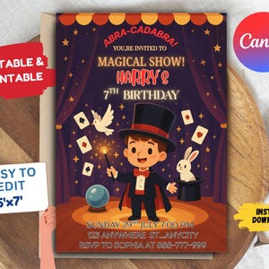 Magic Birthday Invitation: Magician Party, Magic Show (PDF Download, 5x7 Inches)