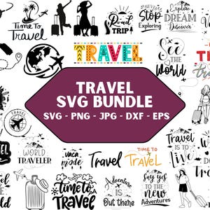 SVG-bundel reizen: avontuurlijke clipart voor Cricut, silhouet (digitale download)