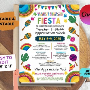 Tema de fiesta mexicana editable: agradecimiento a maestros y personal, fiesta del cinco de mayo, plantilla de invitación para fiesta, volante de fiesta de tacos