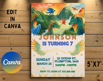 Wings of Fire Birthday Invitation Template: Printable Dragon Party (Digital)