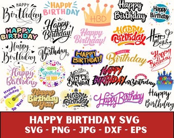 Happy Birthday SVG Bundle: Colorful Birthday Designs (Digital Download)