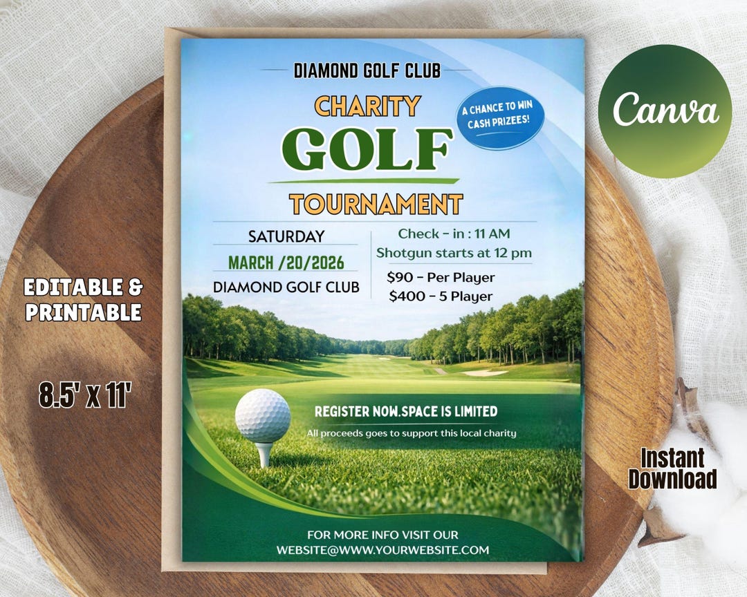 Editable Golf Tournament Flyer | Canva Template, Charity Event ...