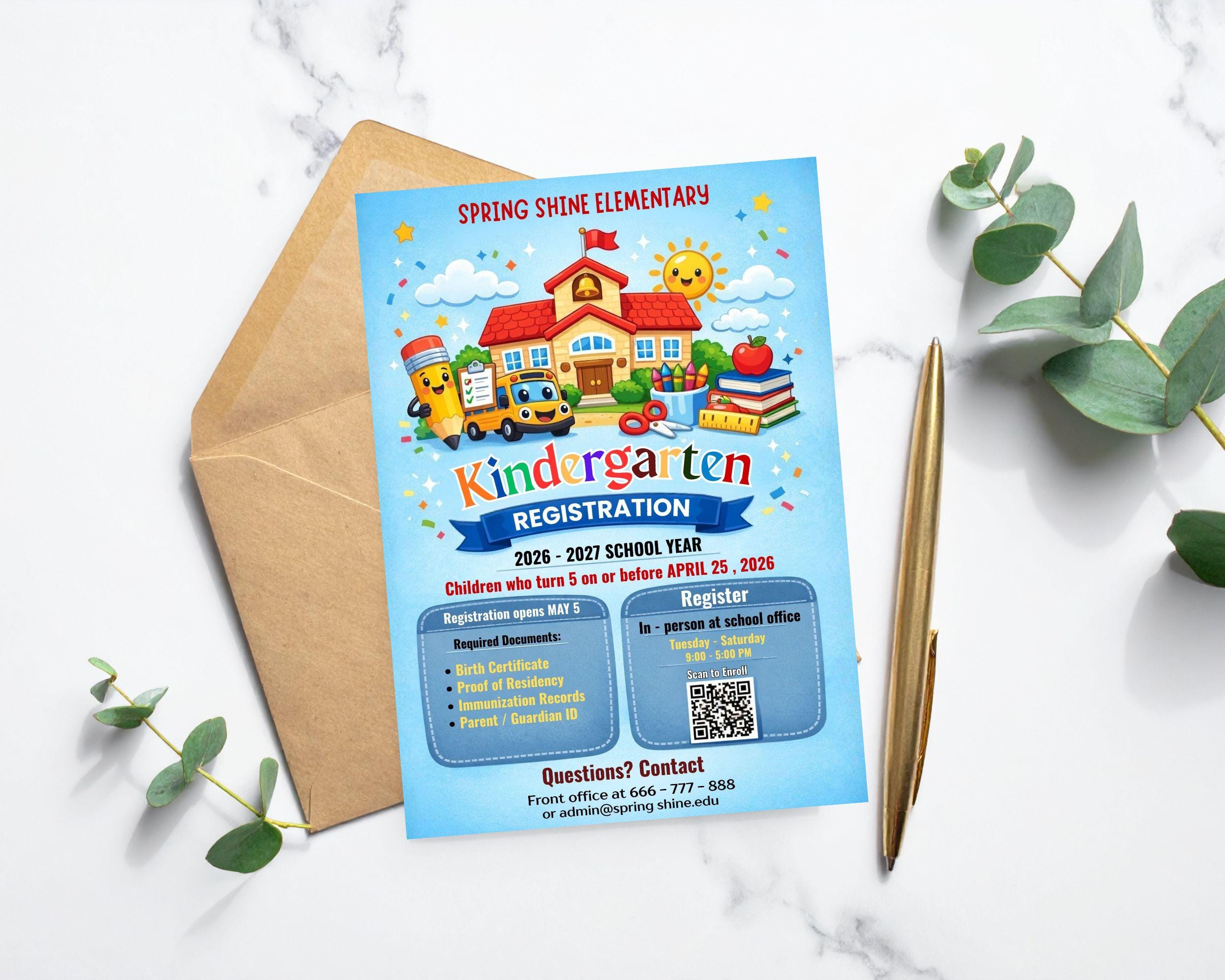 Kindergarten Registration Flyer Template | Editable School Enrollment ...
