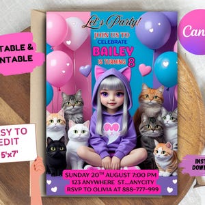 Aphmau-verjaardagsuitnodiging, bewerkbare meisje verjaardagsfeestje uitnodigen, gamer verjaardagsuitnodiging, 8e verjaardagsfeestje uitnodigen, digitale download