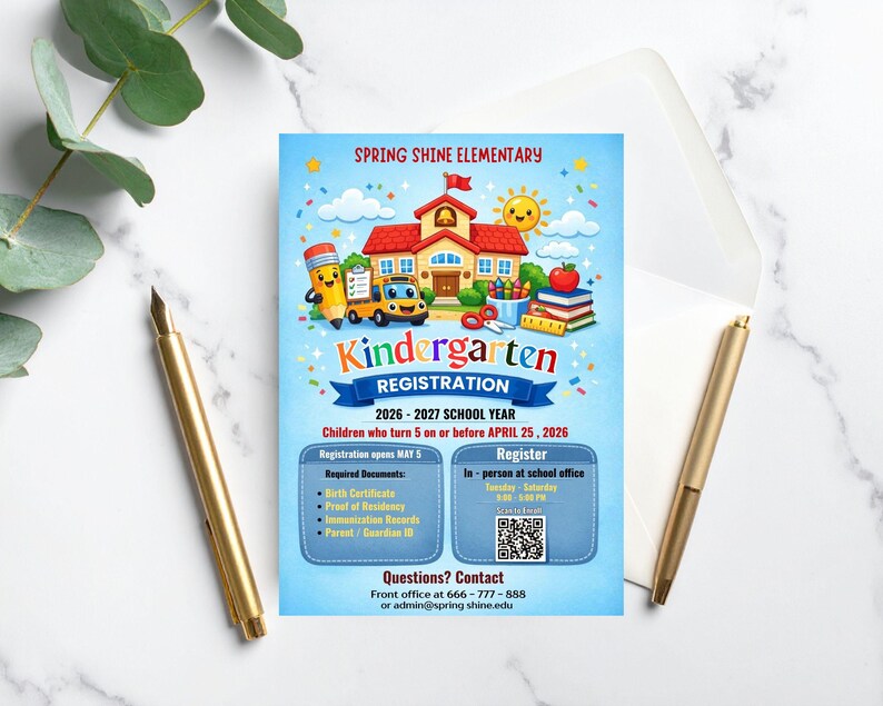 Kindergarten Registration Flyer Template | Editable School Enrollment ...