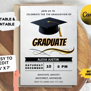 Graduation Party Invitation, Graduation Invitation Template, high School Graduation, Graduation Party Invite, Editable Template