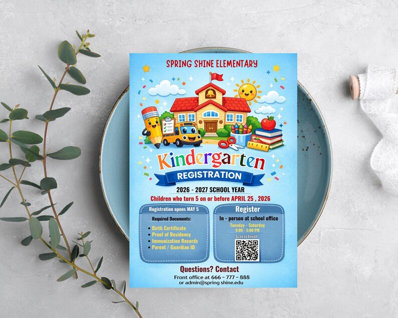 Kindergarten Registration Flyer Template | Editable School Enrollment ...