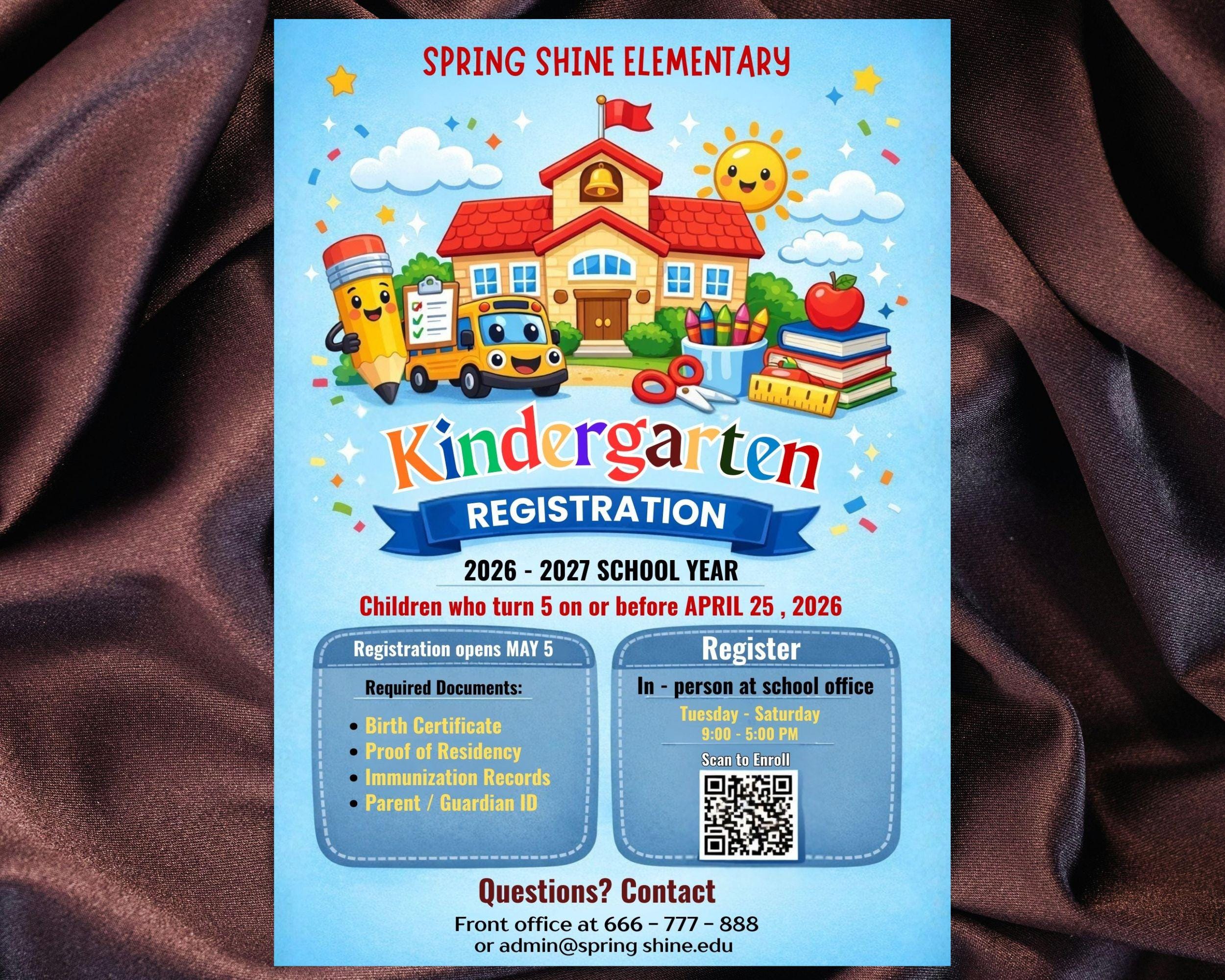 Kindergarten Registration Flyer Template | Editable School Enrollment ...