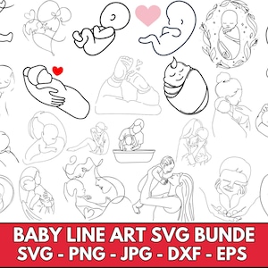 Baby Line Art\ Child\ Baby\ Newborn Toddler\ Line Drawing\ Instant Digital Download\ Laser Cutting File\ SVG\ PNG file