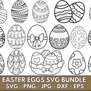 Easter Egg Bundle SVG Files | Easter 2021 Cut Files | Easter Egg Silhouette Vector Files | Happy Easter Vector | Cute Easter Egg Clip Art