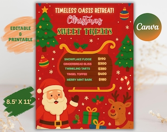Christmas Sweet Treats Flyer, Diy Flyer Template Design, December Bake Sale Flyer, Canva Template, Diy Flyer for Christmas Sweets canva