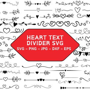 Herz Text Teiler SVG | Hochzeit Text Teiler SVG | Herz Bordüre SVG | Herz-Kranz | Herz geschnitten Datei | Doodle-Herz-Svg | Cricut | Clip Art