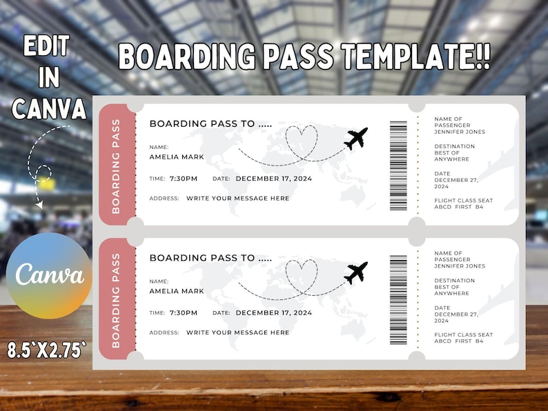 Printable Boarding Pass Template: Surprise Trip Ticket (digital ...