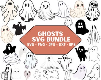 Ghost SVG-bundel, Halloween Cricut-clipart (digitale bestanden .)