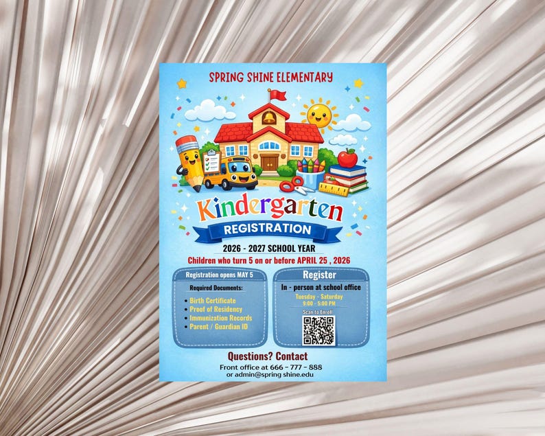 Kindergarten Registration Flyer Template | Editable School Enrollment ...