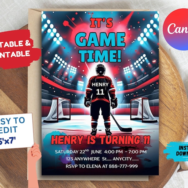 Eishockey Geburtstagseinladung: Sport Party Invite (12x18, digitaler Download)