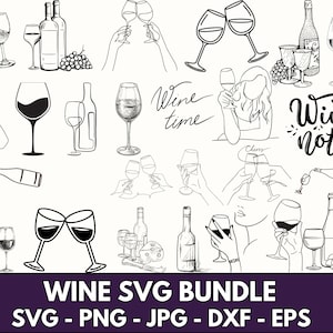 Wine SVG Bundle - Wine PNG Bundle - Wine Clipart - Wine SVG Cut Files for Cricut - Wine Glass Svg Png - Wine Drinking Svg Png - Vineyard Svg