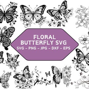 Butterfly Svg | Floral butterfly svg | Butterfly flower svg | Butterfly svg file | Floral butterfly svg | Cutting file Cricut Silhouette