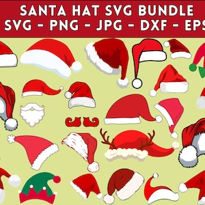 Santa Hat Svg Bundle, Christmas SVG, Santa Hat Silhouette, Christmas Svg Cut Files, Santa Claus Hat Svg, Reindeer Santa Hat svg, Xmas Svg