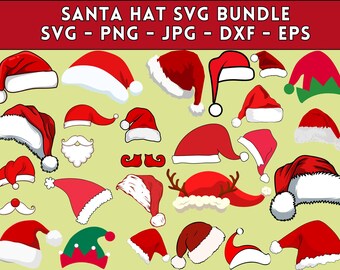 Kerstmuts SVG-bundel: kerstgesneden bestanden (digitale download)