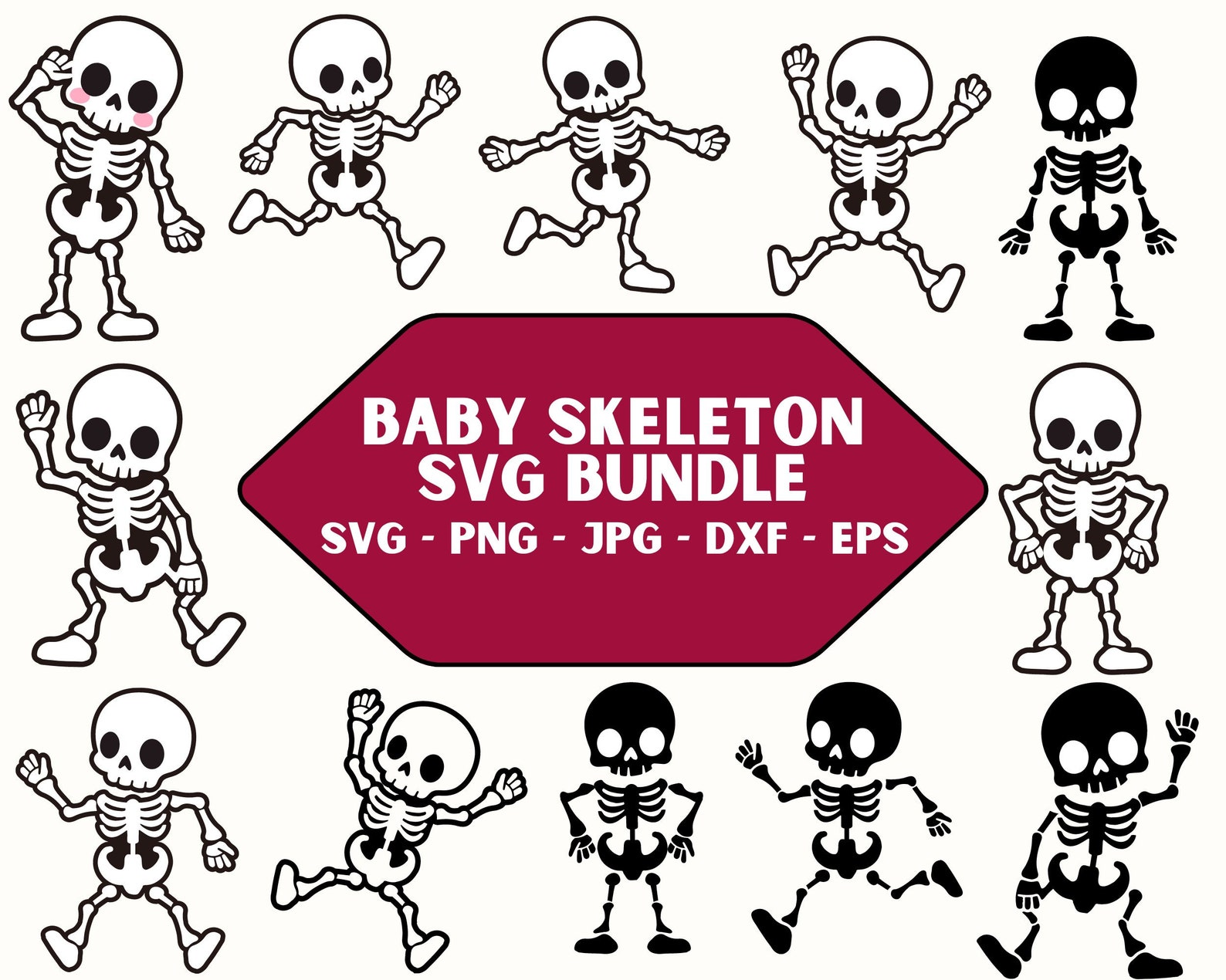 Baby Skeleton SVG Bundle: Halloween Pregnancy Announcement (digital ...