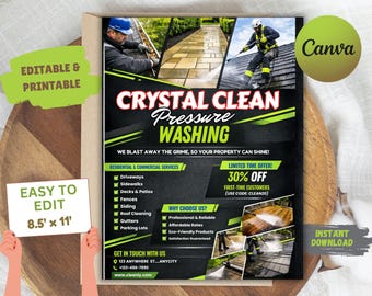 Pressure Washing Flyer Template | Editable Canva Marketing Flyer (8.5x11 Inches)