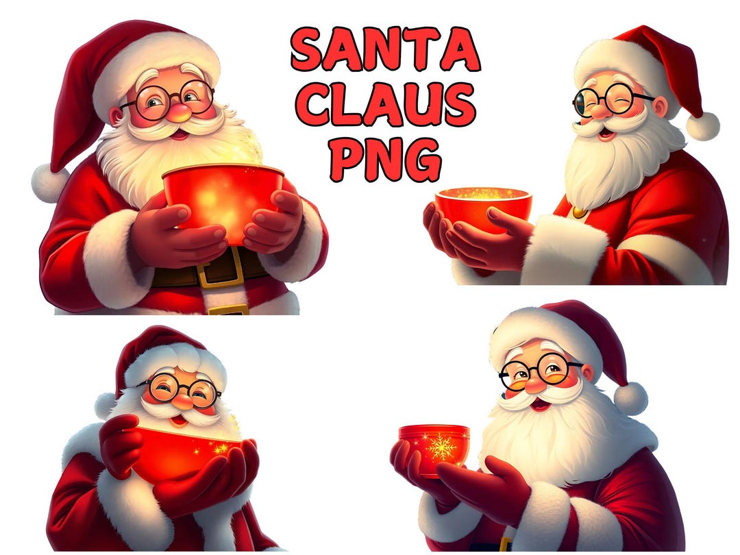Santa Claus Clipart Bundle: Christmas PNG Images (digital Download) - Etsy