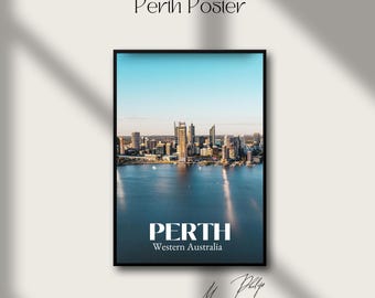 Perth Poster Western Australia Wallart City Picture Urban Landscape Photography City Skyline Image Digitial Download City Art Perth Prints
