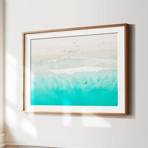 Scarborough Beach Poster Print, Aerial Seascape Photography, Fine Art Beach Prints, Beach Photo Gift Traveller, Coastal Decor Art Bedroom