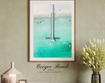 Perth Art Prints, Printable Wall Art Western Australia, Coogee Beach Photo, Aerial Digital Photography, Relaxing Wall Art, Aesthetic Artwork