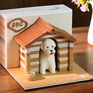 Ornamento per memo pad 3D a forma di cane, blocco note con design di animali domestici 3D, calendario settimanale in carta, regalo perfetto per bambini/amici/colleghi d'ufficio