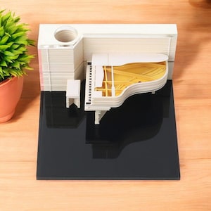 Blocco note 3D a forma di pianoforte, scultura di carta 3D, accessori da scrivania, regalo perfetto per bambini/amici/colleghi d'ufficio
