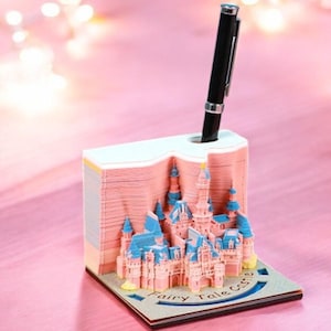Różowy Zamek Memo Pad, 3D Notatnik, Papierowe Akcesoria Biurowe, Idealny Prezent dla Dzieci/Przyjaciół/Kolegów z Biura