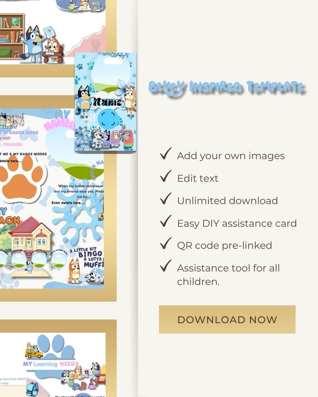 Bluey Imageid Code Fully Editable Digital Download Special Educational Needs Assistance ...