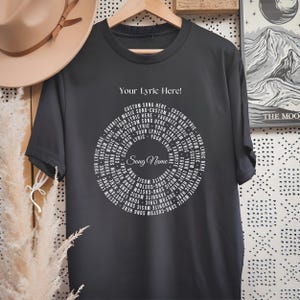 Custom Song Lyric Shirt, Vinyl Design Shape Comfort Colors® Shirt, Personalized Lyric T-Shirt, Retro Style Relaxed Fit Vintage Tee