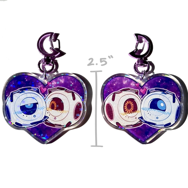 Double Keychain Portal 2 Wheatley & Space Core Epoxy Glitter Keychain Double Sided - Etsy