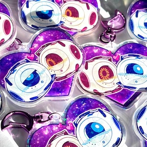 Portal 2 Wheatley & Space Core porte-clés époxy scintillant double face