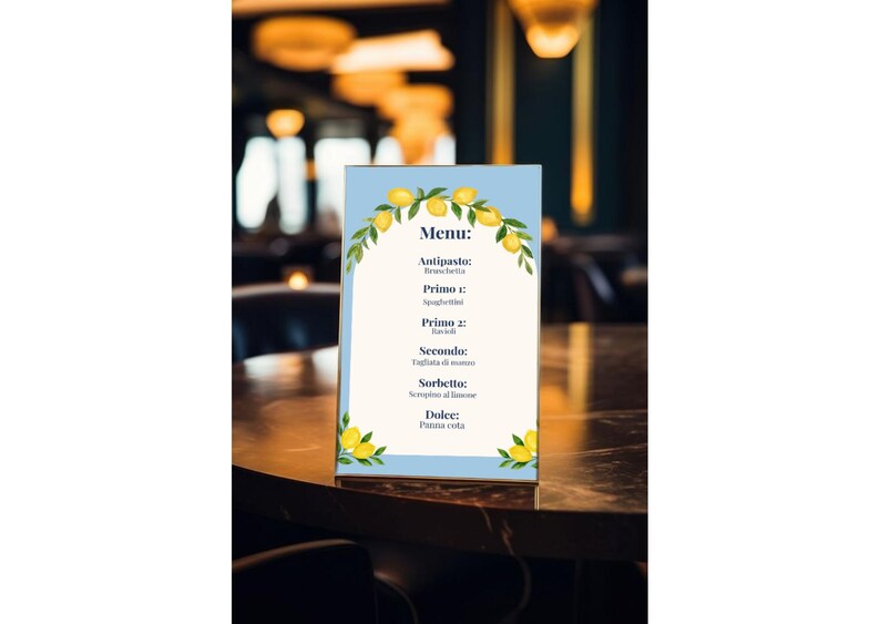 Lemon Italian Menu Template – A5 Printable Canva Editable | Rustic ...