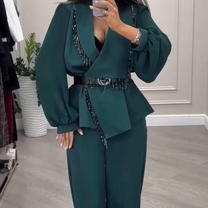 Custom Jacket, Women Suit Set, Two Piece Suit, Women Classic Suit, Casual Suit, Office Set Suite, Pants Suit, Woman Business Suit, Green Suit