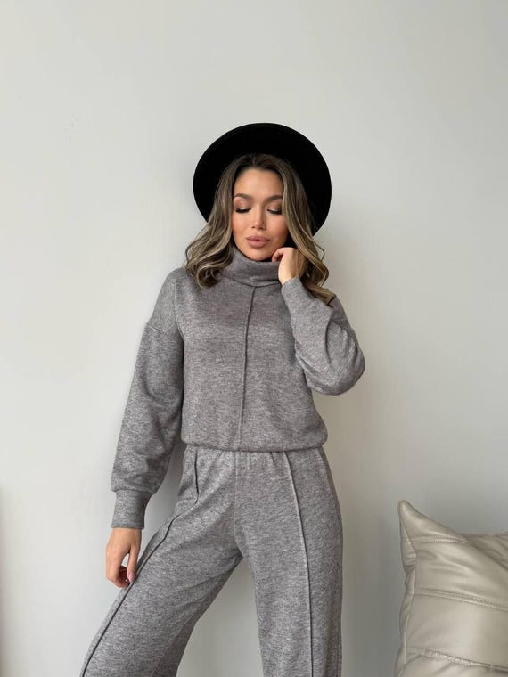 Angora 2-piece Set for Women, Sweater and Pants Suit for Women