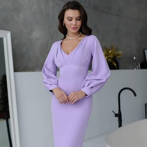 lavender long sleeve bodycon dress Lavender Mesh Long Sleeve Bodycon Mini Dress  Aquarius Brand