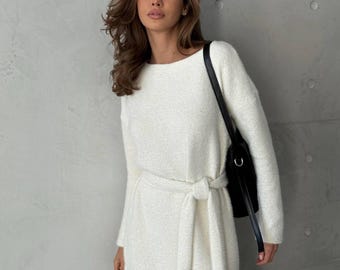womens white winter dress DondPO Sweater for Women Dresses Women's Autumn And Winter Long High Collar Top Sweater Midi Dresses Long Sleeve Dress Dress L AXXD womens collection includes womens maxi dresses Hobemty Women's Winter Dress Funeral